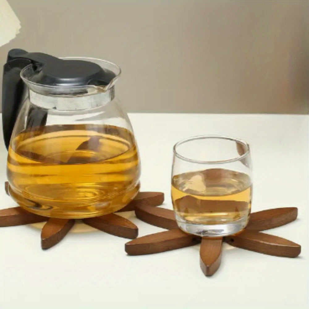 Wood Trivets Set with Decorative Tree Stand