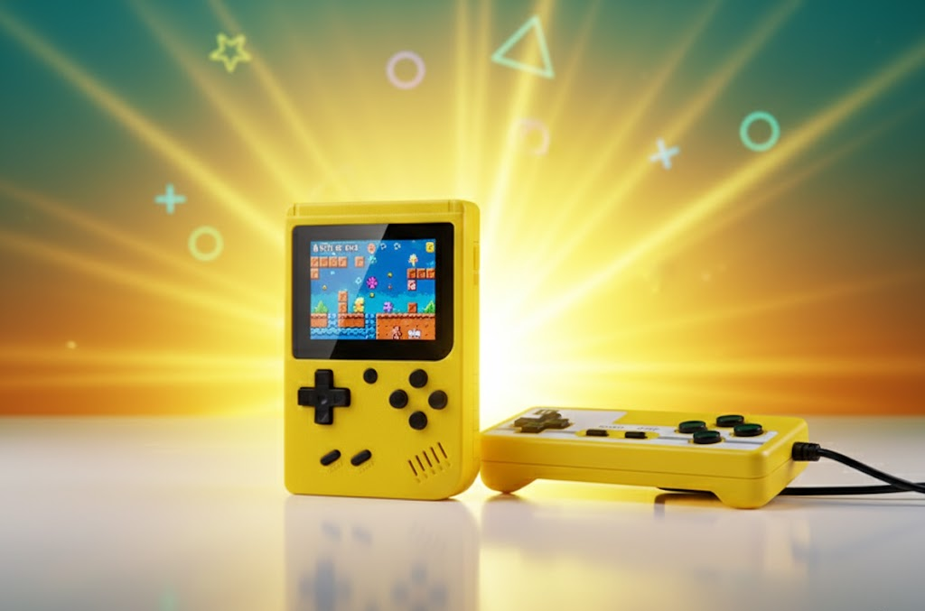 Video Game Console with Retro Handheld Style