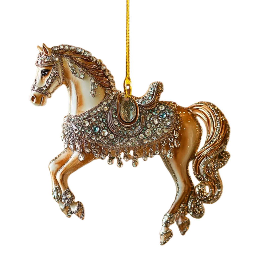 Adorno de caballo navideño vintage de acrílico colgante para árbol