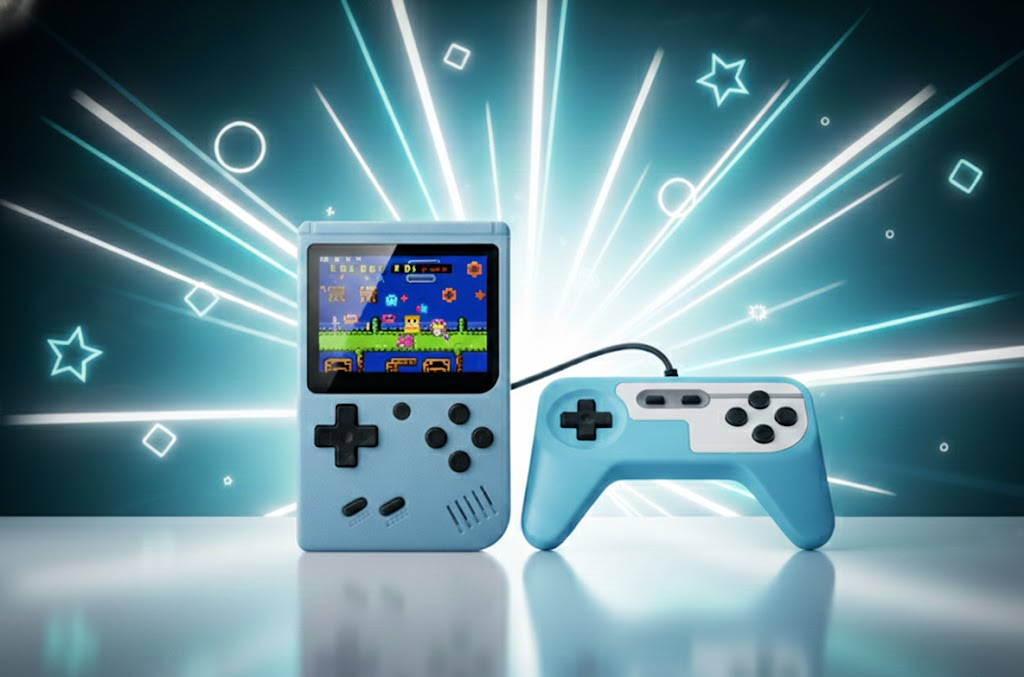 Video Game Console with Retro Handheld Style