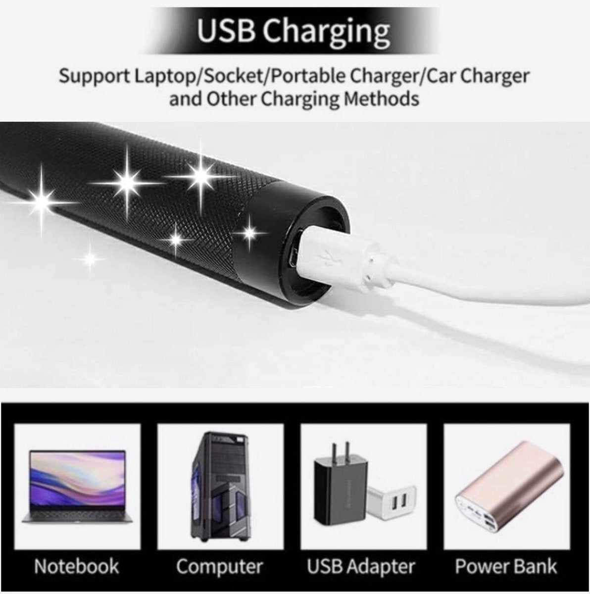 Laser Pointer Rechargeable Green USB Metal Pen