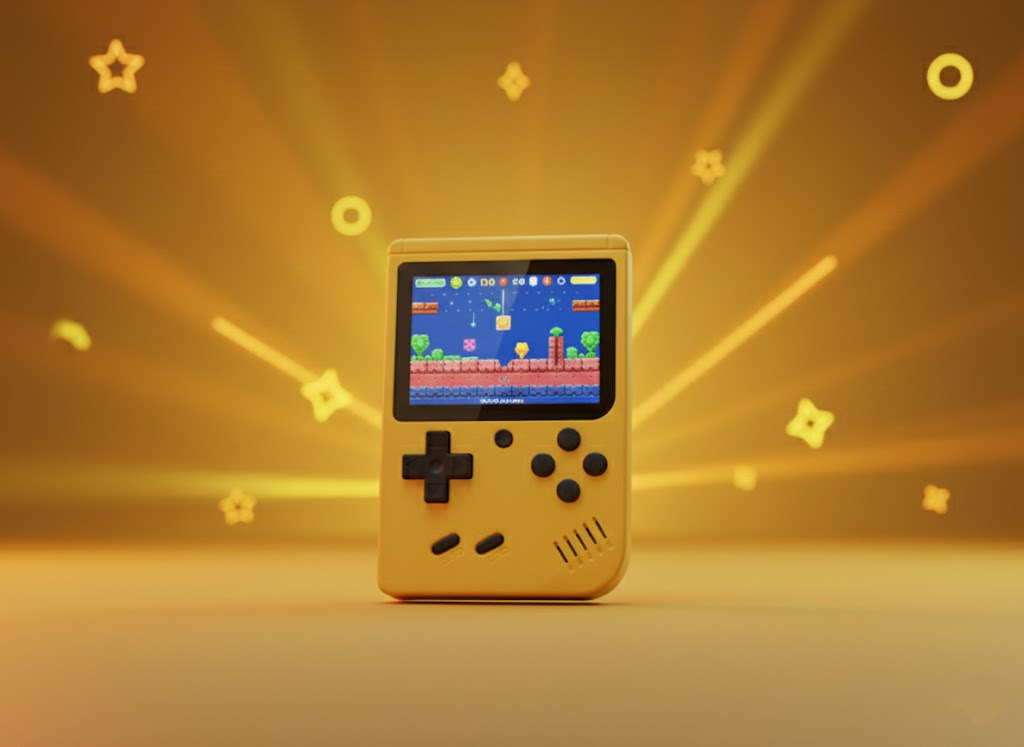 Video Game Console with Retro Handheld Style