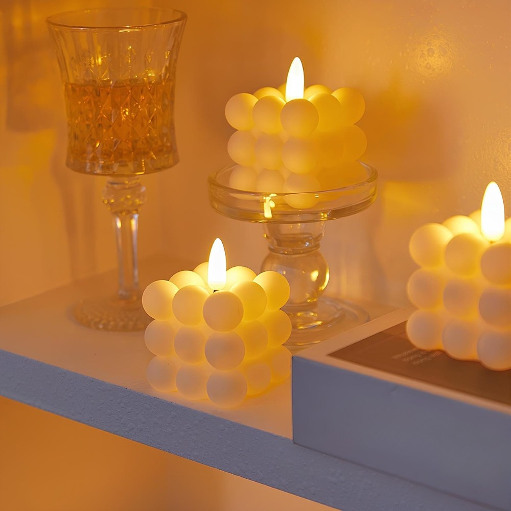 Ensemble de bougies LED avec porte-bougies, lueur chaude sans flamme, décoration intérieure