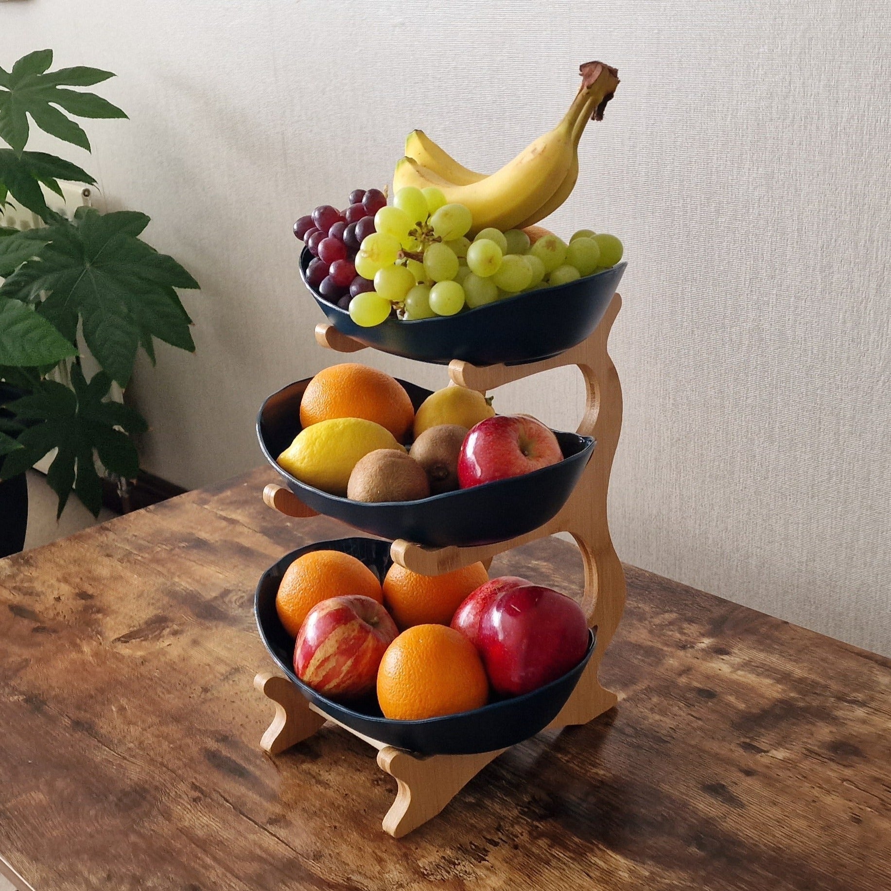 Fruit Bowl Stand with Wooden Frame