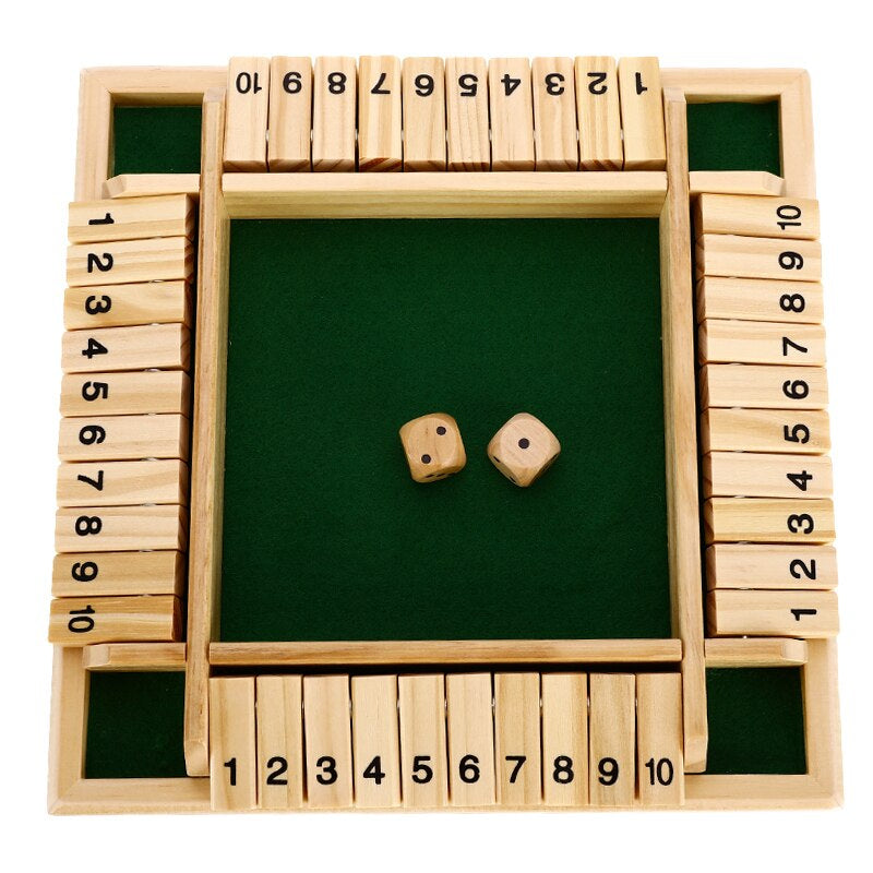Wooden Shut the Box Dice Game Board