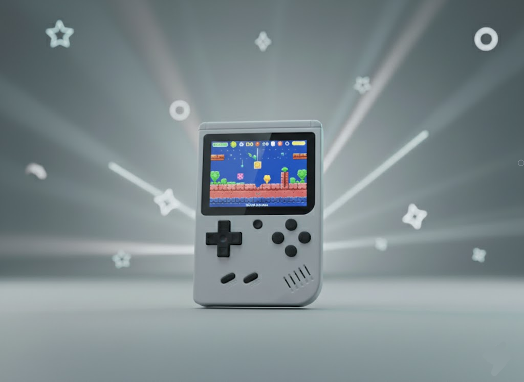 Video Game Console with Retro Handheld Style