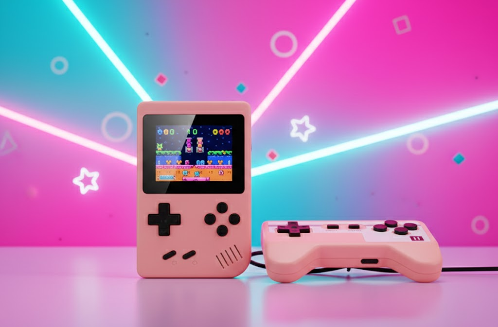 Video Game Console with Retro Handheld Style