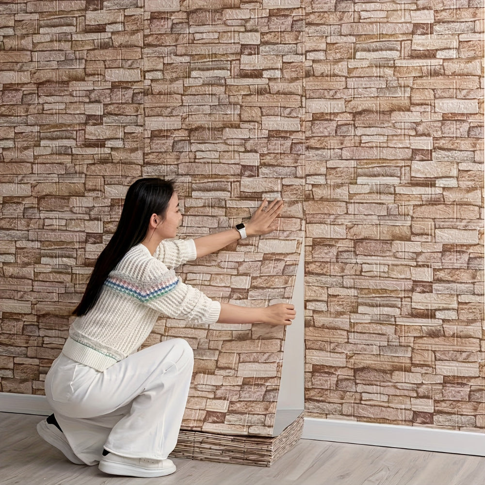 3D Peel and Stick Wall Panels Texture Waterproof Decor