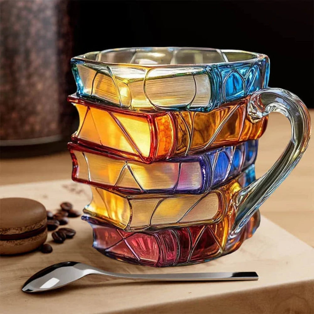 3d Glass Coffee Mug Literary Coffee Mug Book Design Mug 3D Glass - Image 2