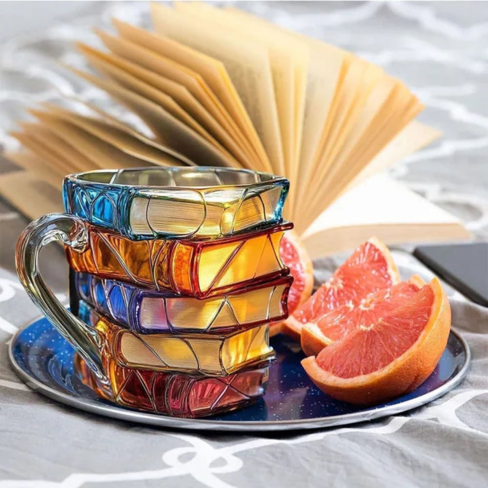 3d Glass Coffee Mug Literary Coffee Mug Book Design Mug 3D Glass - Image 3