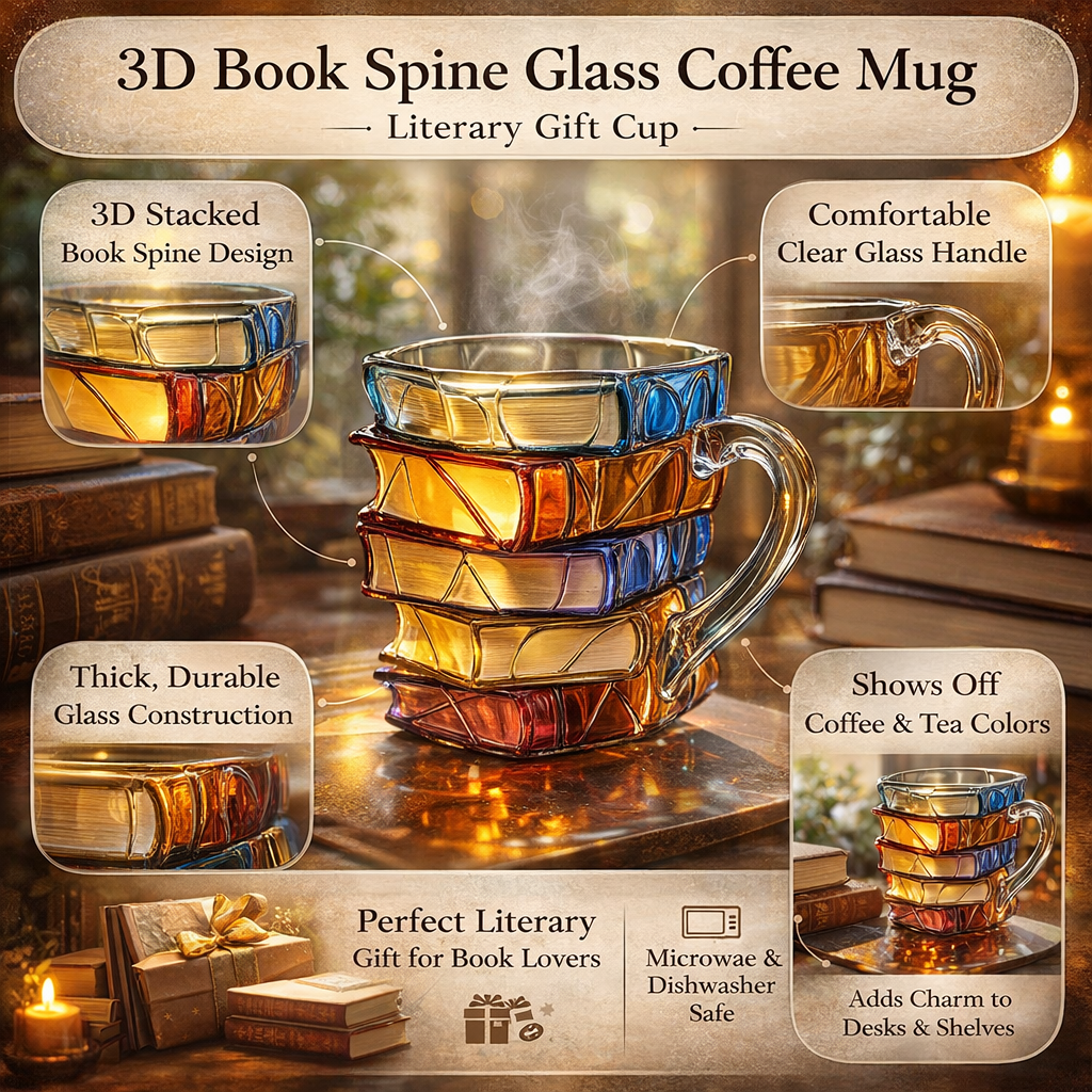3d Glass Coffee Mug Literary Coffee Mug Book Design Mug 3D Glass - Image 4
