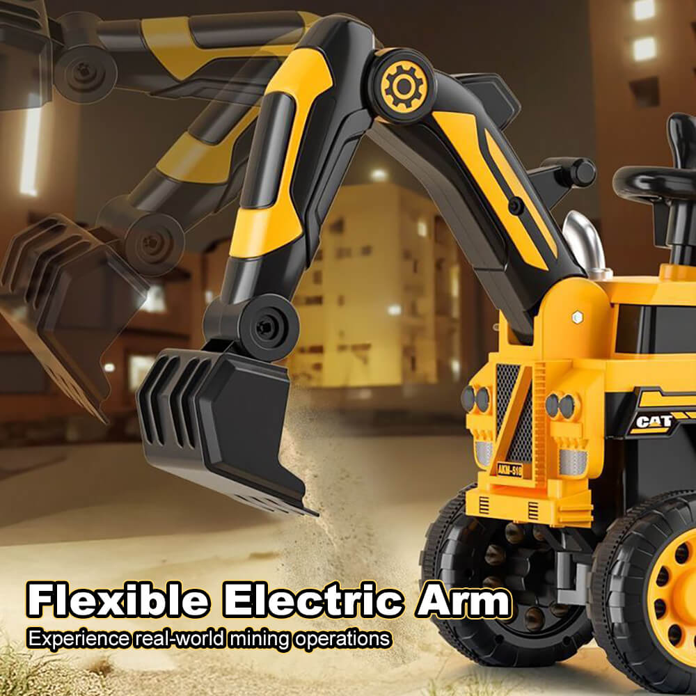 3-In-1 Toddler 6V Ride-On Push Car Kids 4WD Rechargeable Excavator with Fully Electric Digging Arm - Image 5