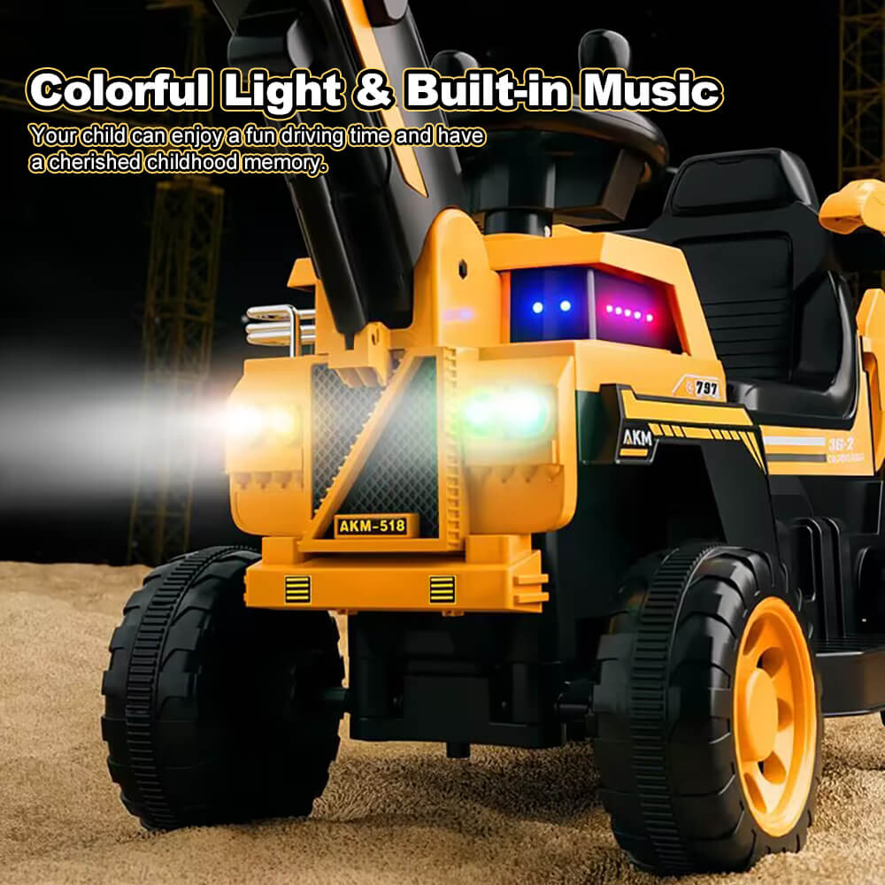 3-In-1 Toddler 6V Ride-On Push Car Kids 4WD Rechargeable Excavator with Fully Electric Digging Arm - Image 8