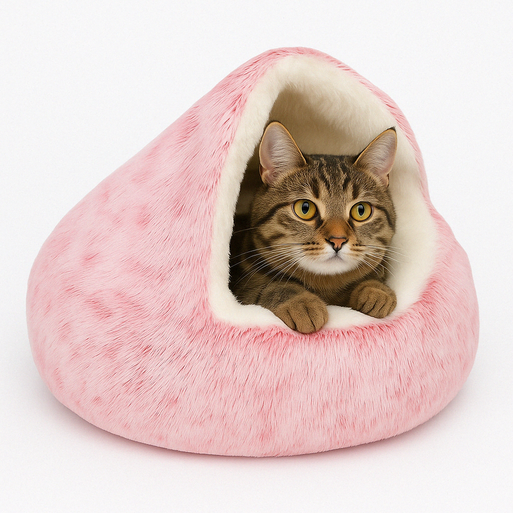 Cat Bed Plush Cave for Anxiety Relief