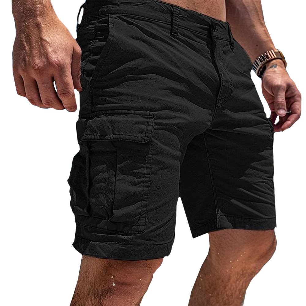 Pantalones cortos cargo de algodón con bolsillos para hombre