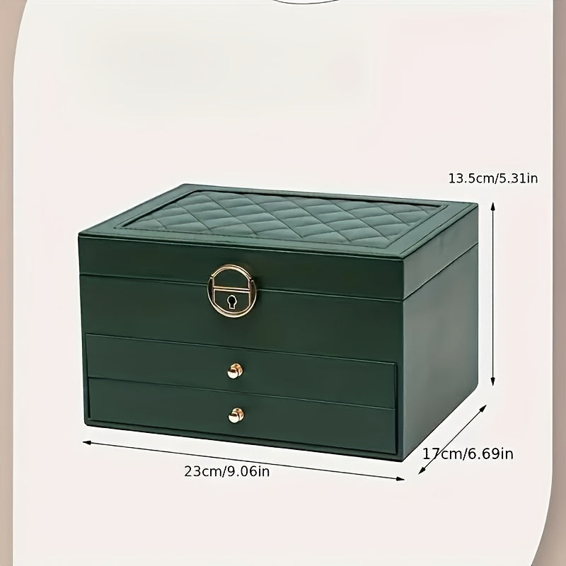 Jewelry Box Leather Organizer with Drawers