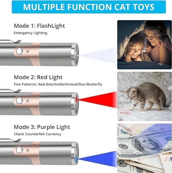 Cat Toy Rechargeable Stainless Steel Laser Light