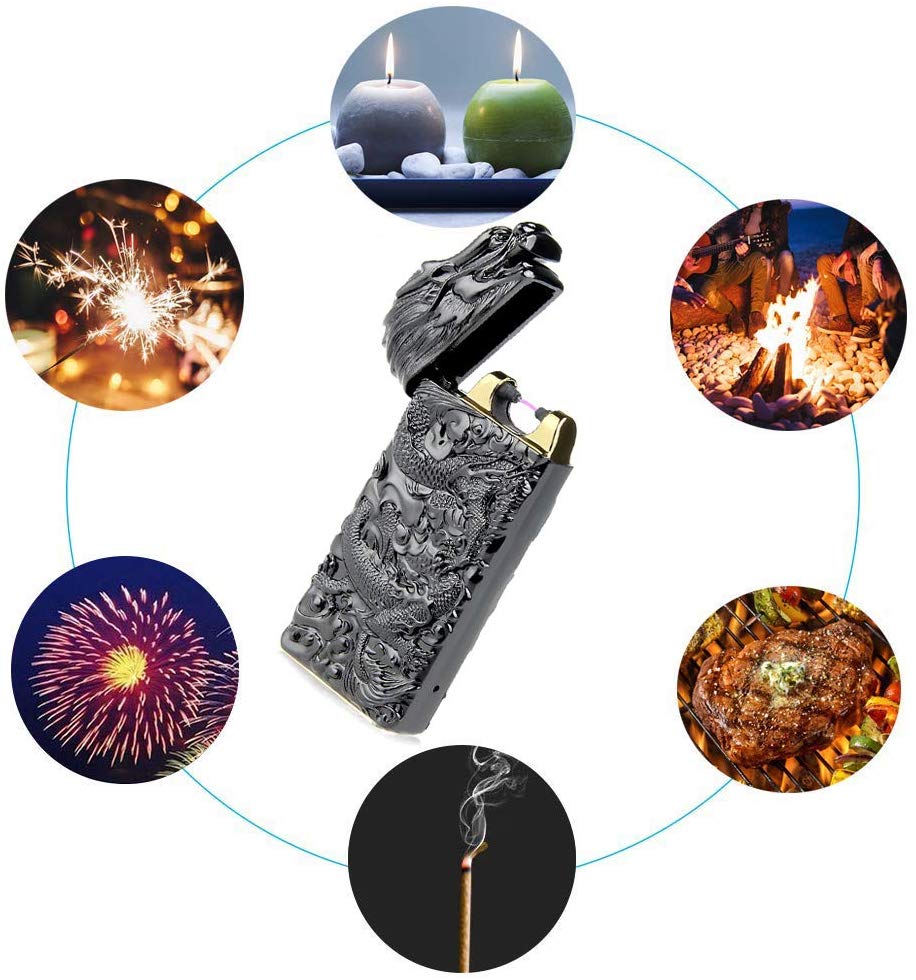 Encendedor Recargable Grabado Dragón de Plasma