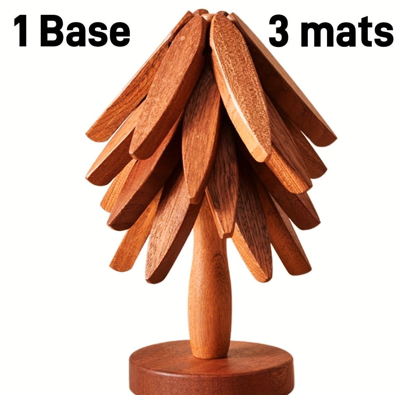 Wood Trivets Set with Decorative Tree Stand