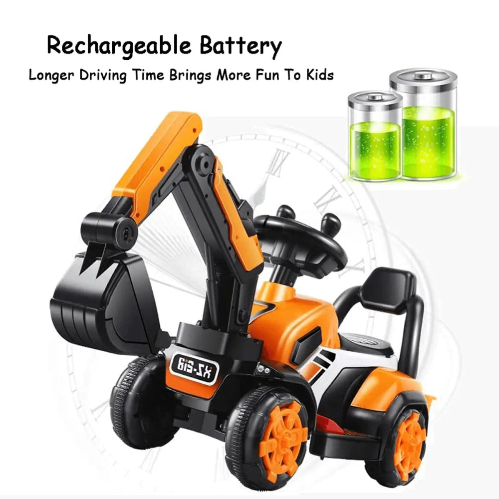 6V Electric Excavator Kids Ride-on Pedal Tractor With Power Digger & Music Sounds - Image 11