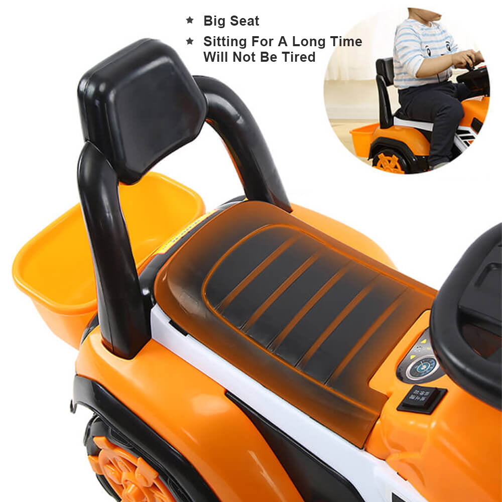 6V Electric Excavator Kids Ride-on Pedal Tractor With Power Digger & Music Sounds - Image 13
