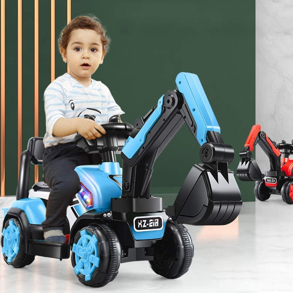 6V Electric Excavator Kids Ride-on Pedal Tractor With Power Digger & Music Sounds - Image 4