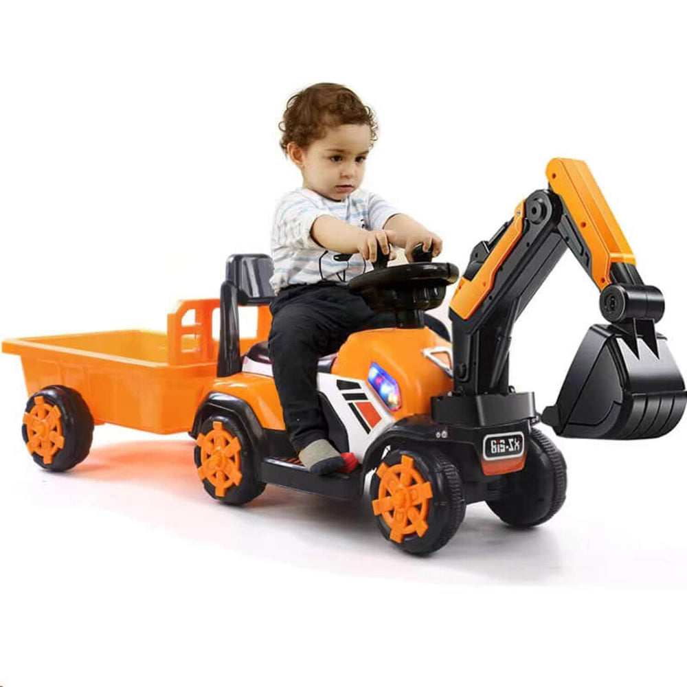 6V Electric Excavator Kids Ride-on Pedal Tractor With Power Digger & Music Sounds - Image 6