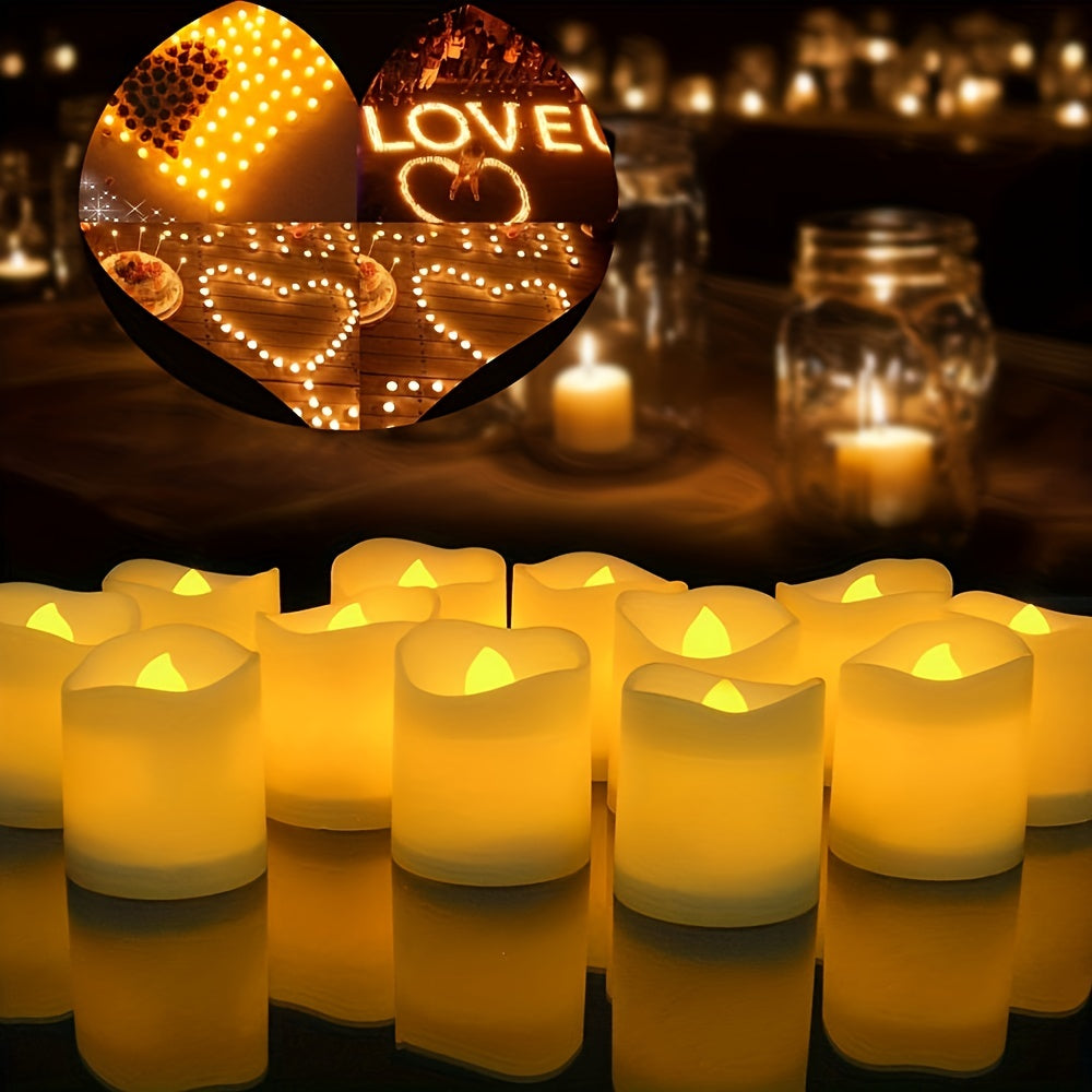 GlowFlicker - Confezione da 24/50/100 Candele LED Senza Fiamma per Atmosfera Romantica
