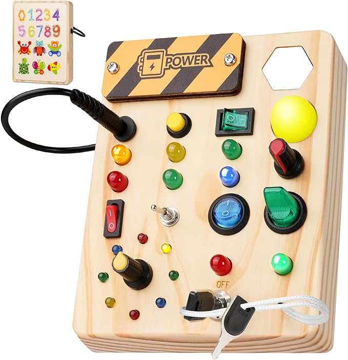 Wooden Learning Toy with Lights and Switches