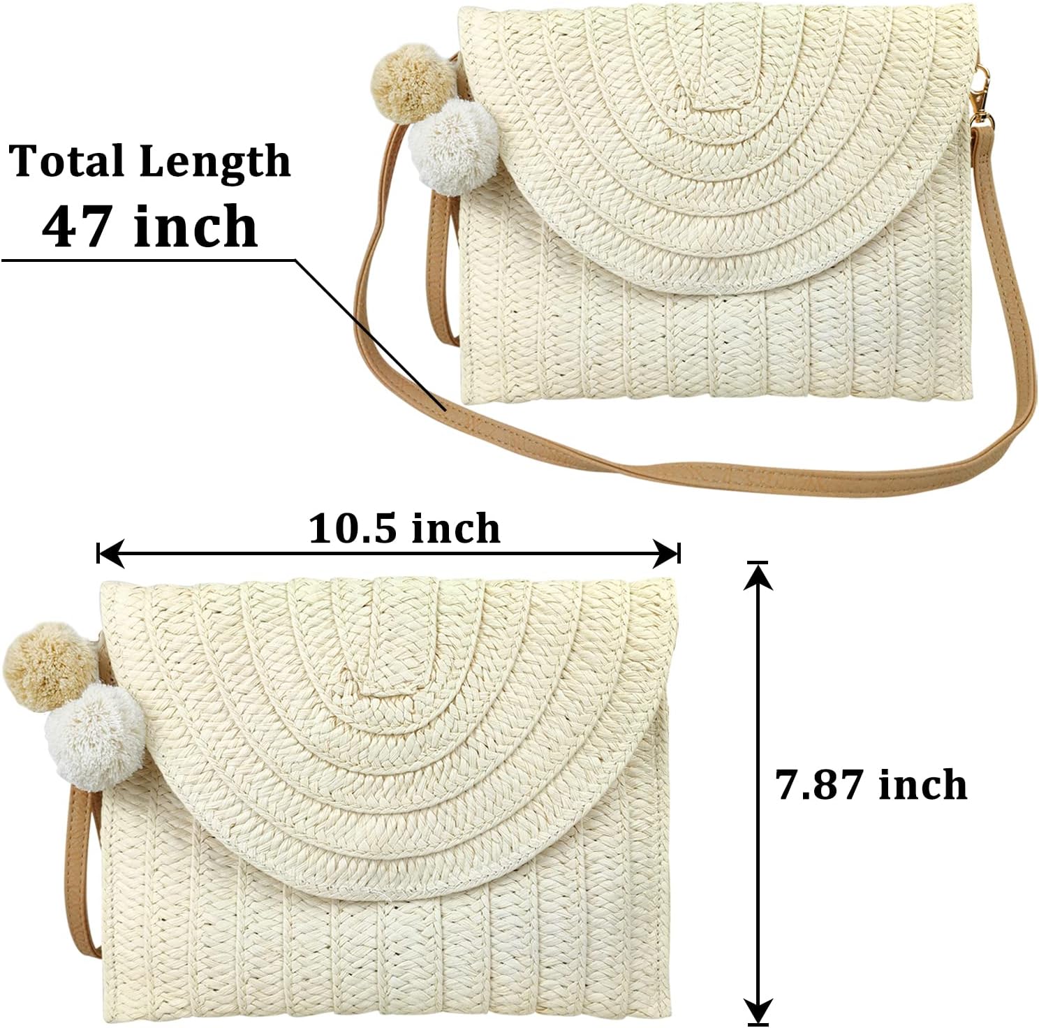 Straw Crossbody Bag Summer Woven Shoulder Purse