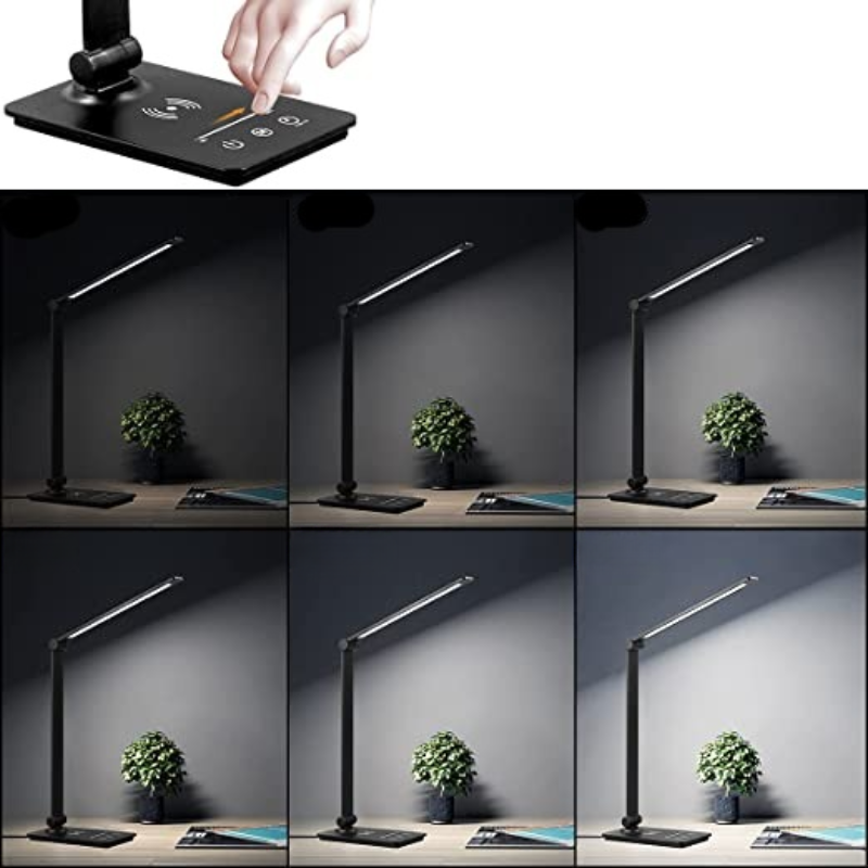 ModernGlow - Lámpara de escritorio LED con carga inalámbrica y control táctil