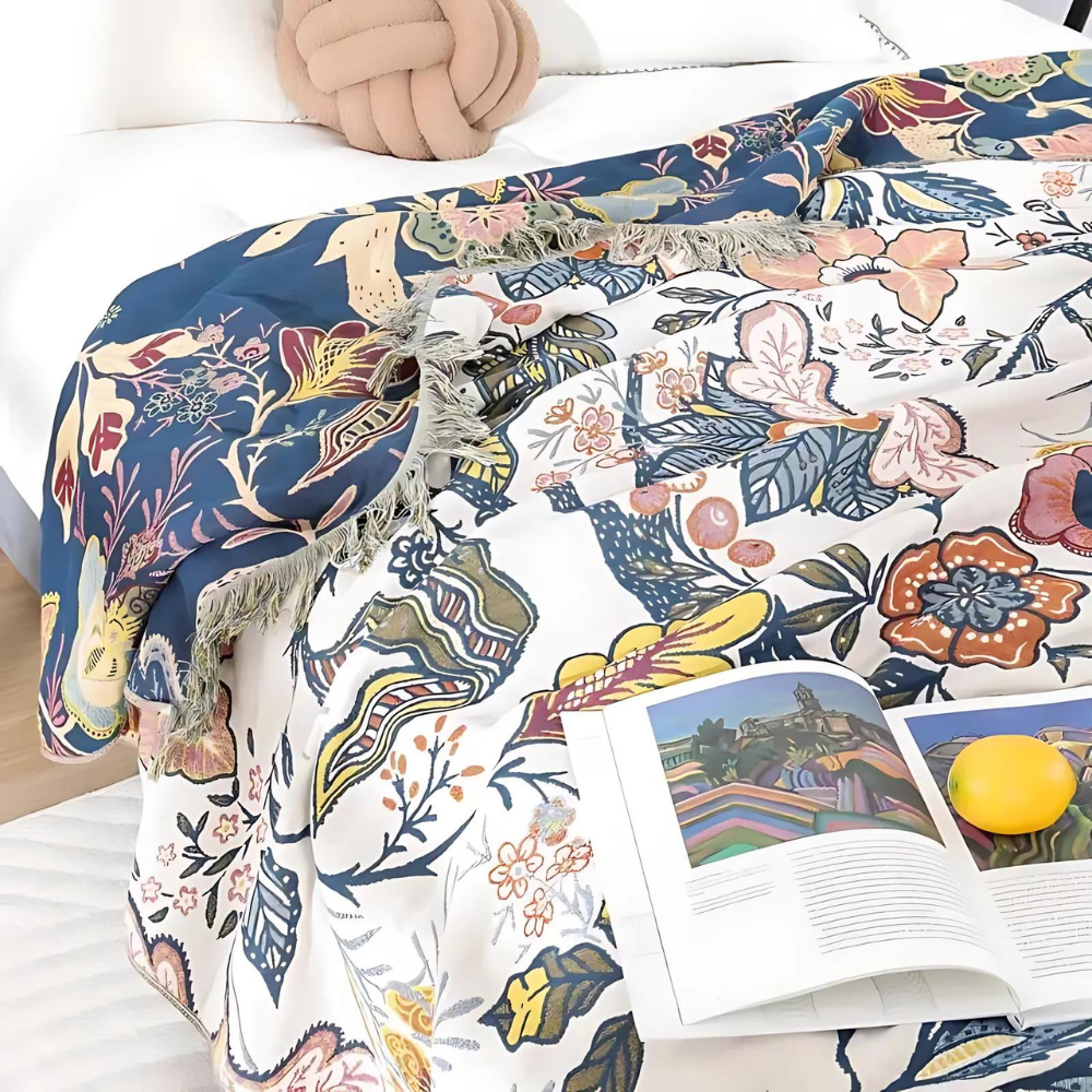 Bavlněná deka s květinovým oboustranným vzorem