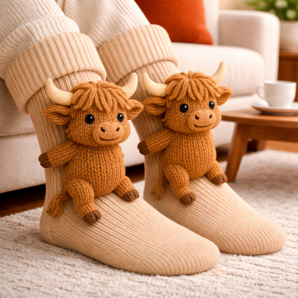 Calcetines de animales divertidos tejidos cómodos para el invierno de caña media