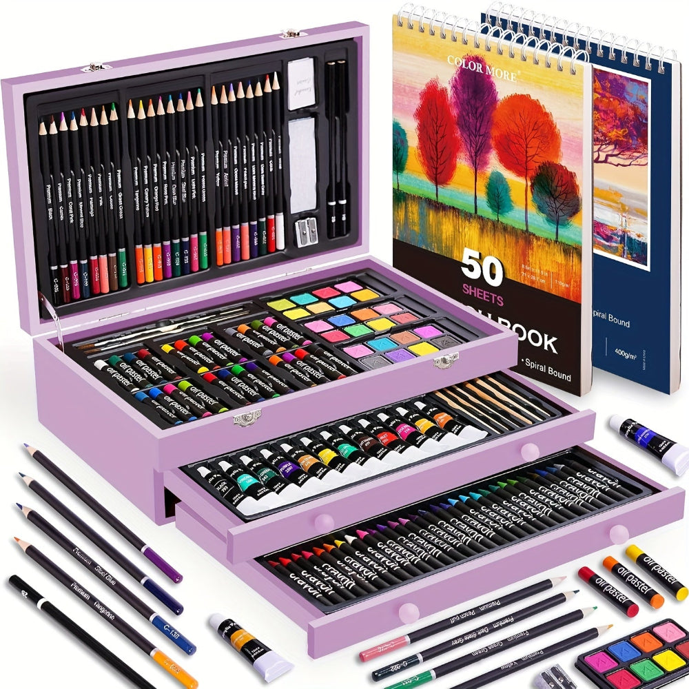 Art Set Gift Box Wooden Case Professional Drawing Painting Kit