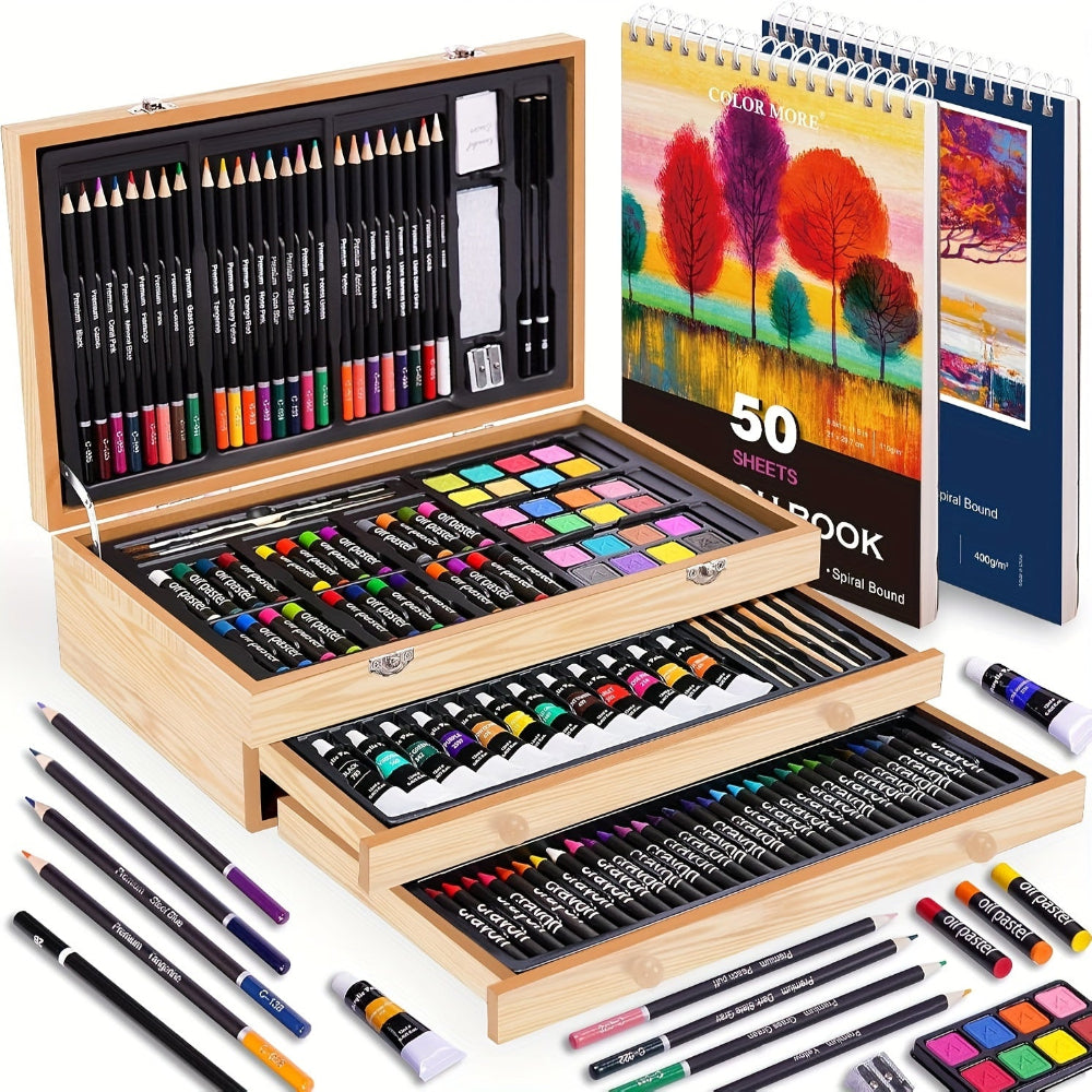 Art Set Gift Box Wooden Case Professional Drawing Painting Kit