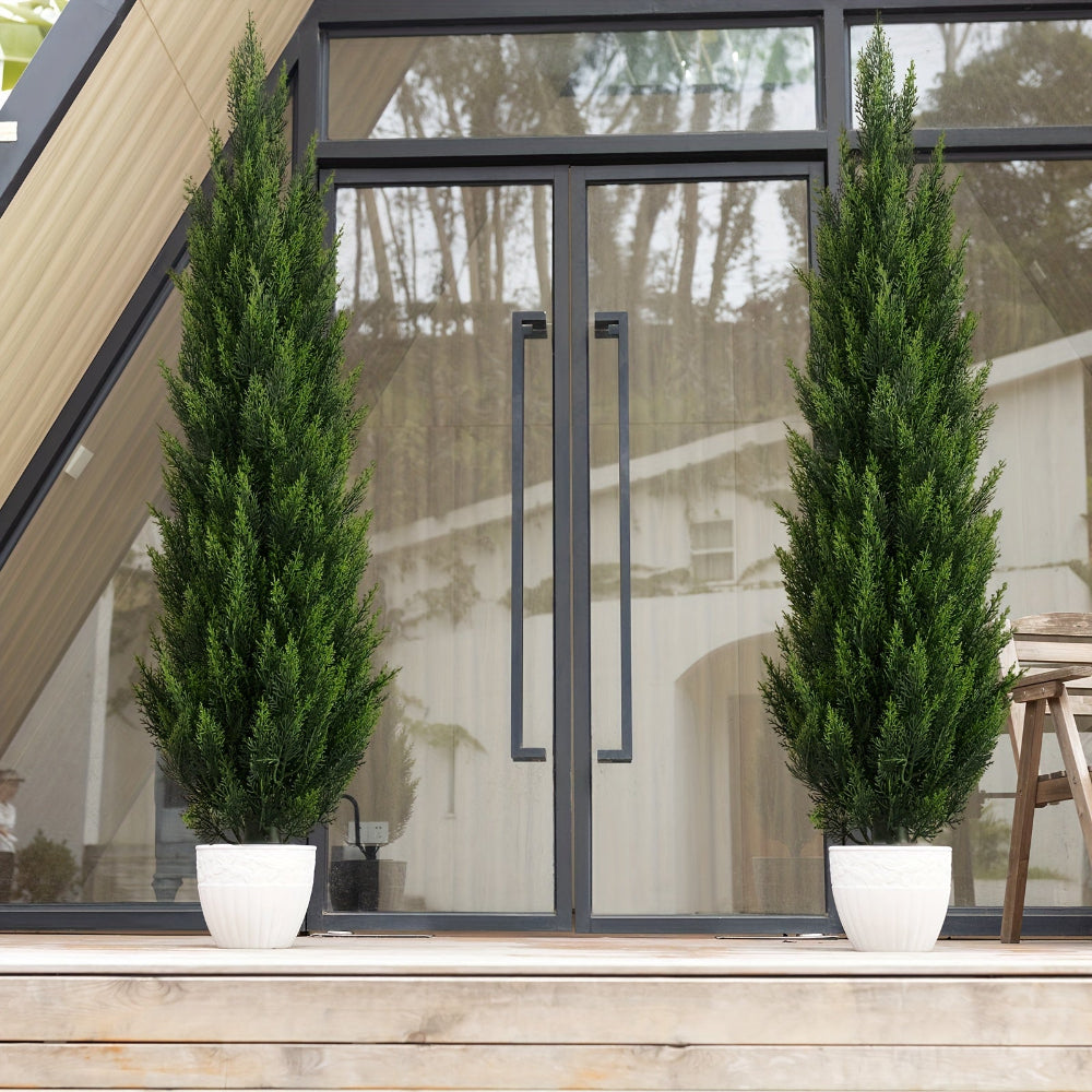 Artificial Christmas Trees Front Porch Decor Outdoor Planter Set