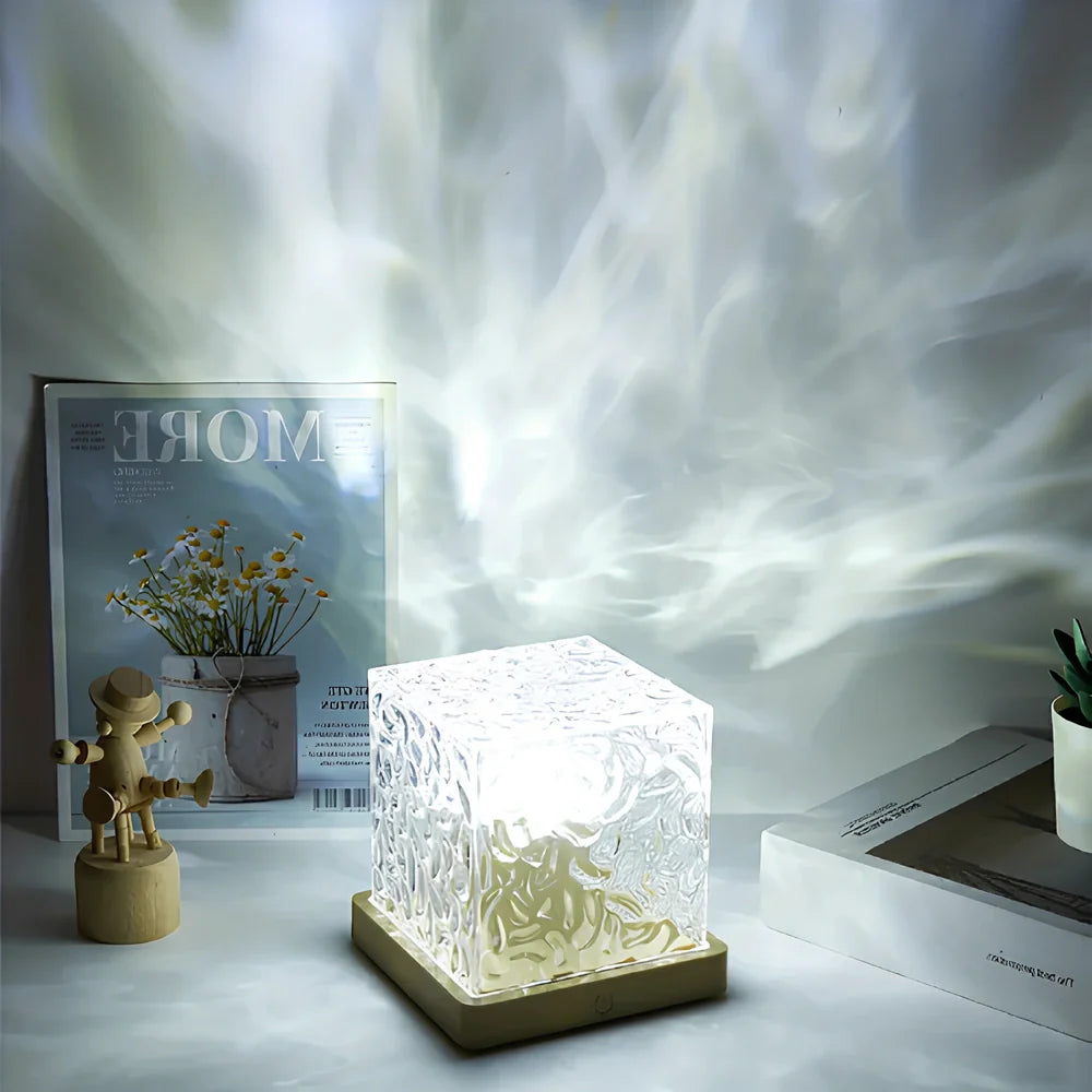 Table Lamp Glass Cube Ambient Light
