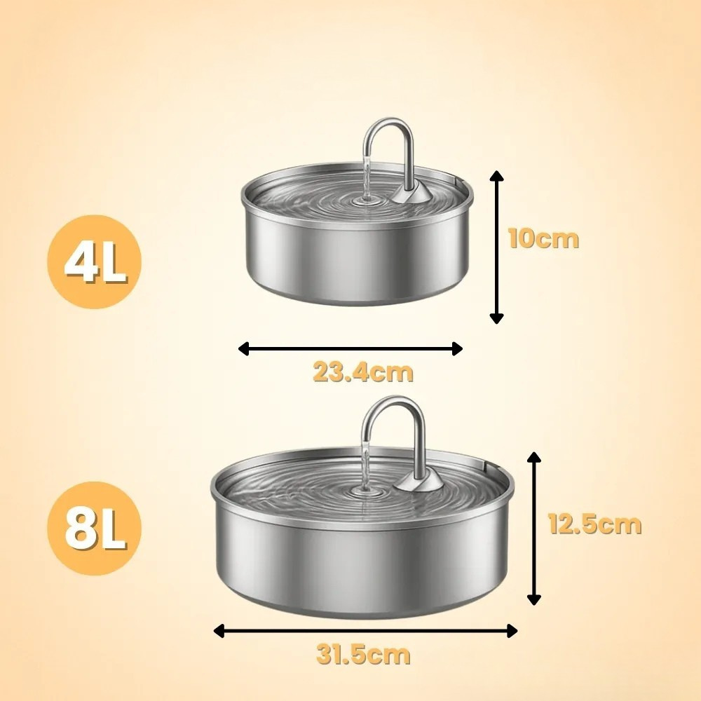 Automatic Stainless Steel Water Fountain Pet Drinking Bowl