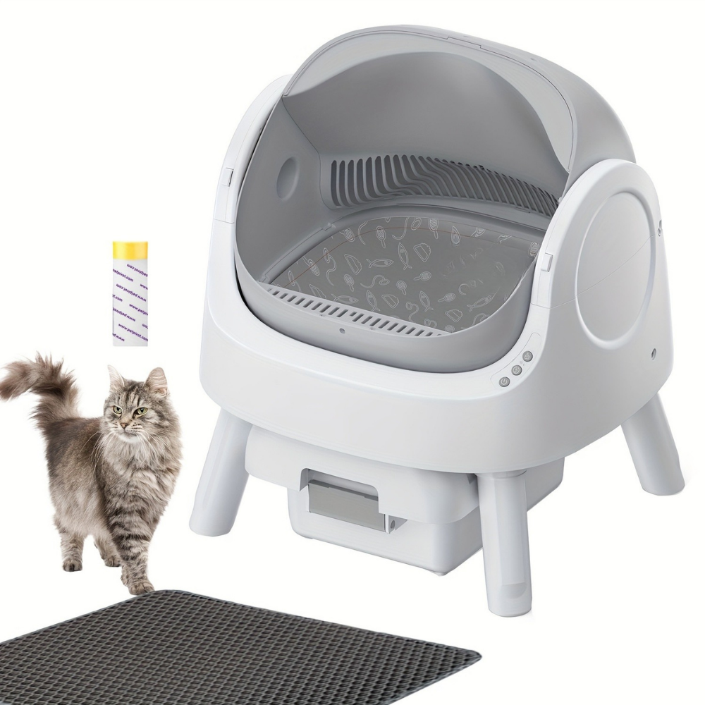 Automatic Self-Cleaning Cat Litter Box Odor Control Mat Set