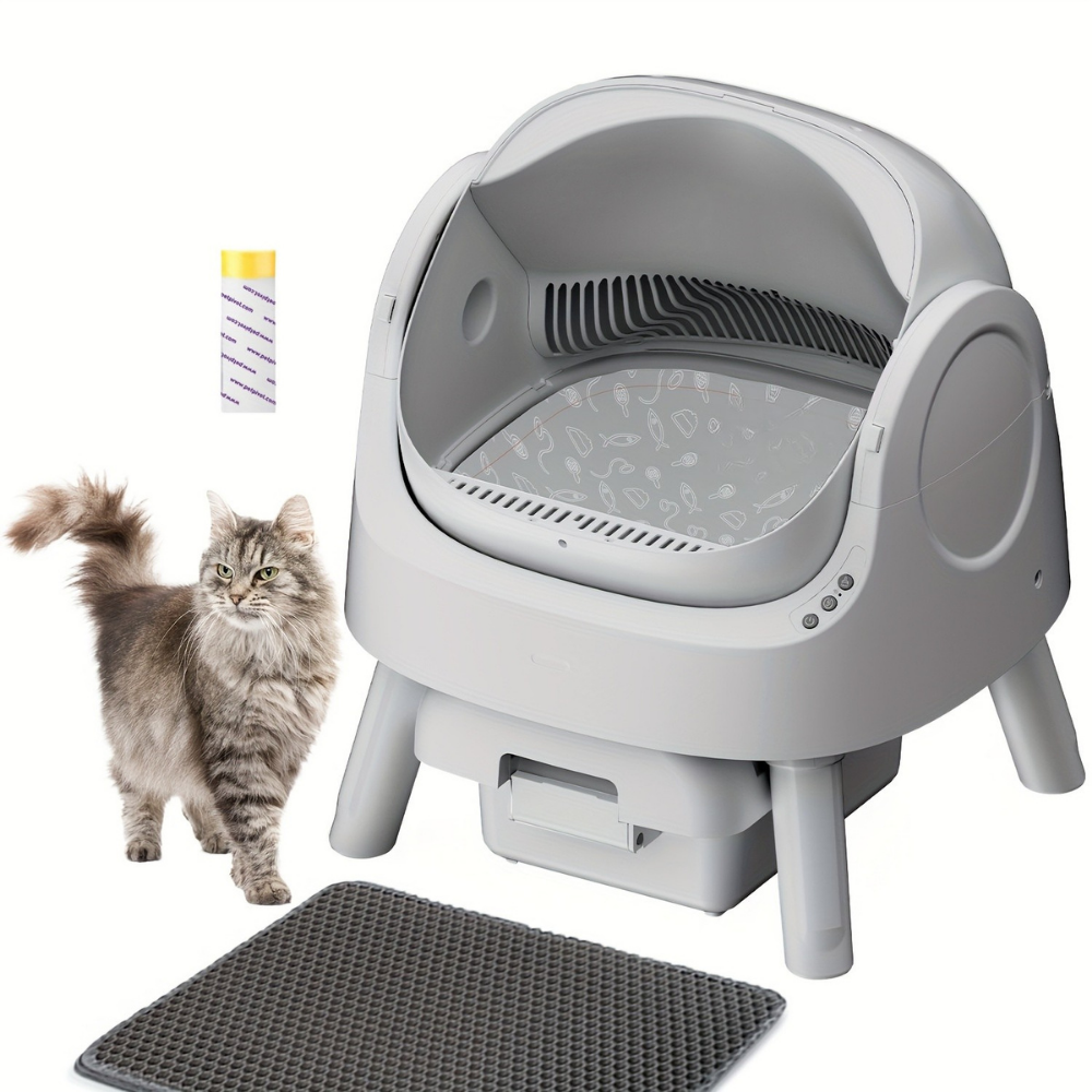 Automatic Self-Cleaning Cat Litter Box Odor Control Mat Set