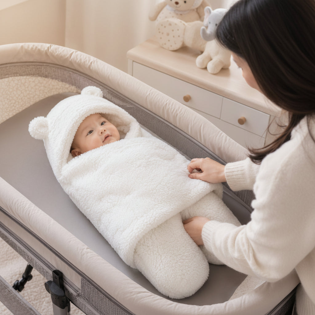 Baby Blanket Fleece Wrap with Hooded Design