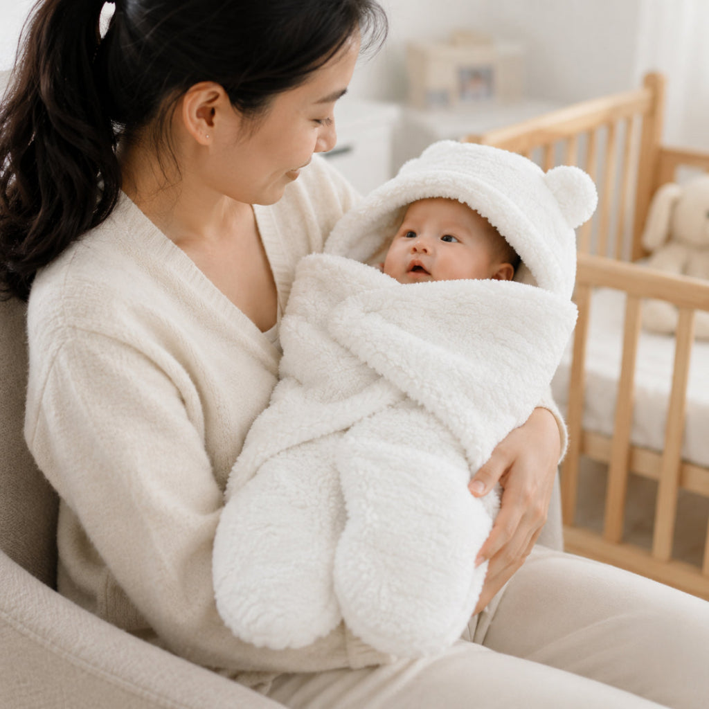 Baby Blanket Fleece Wrap with Hooded Design