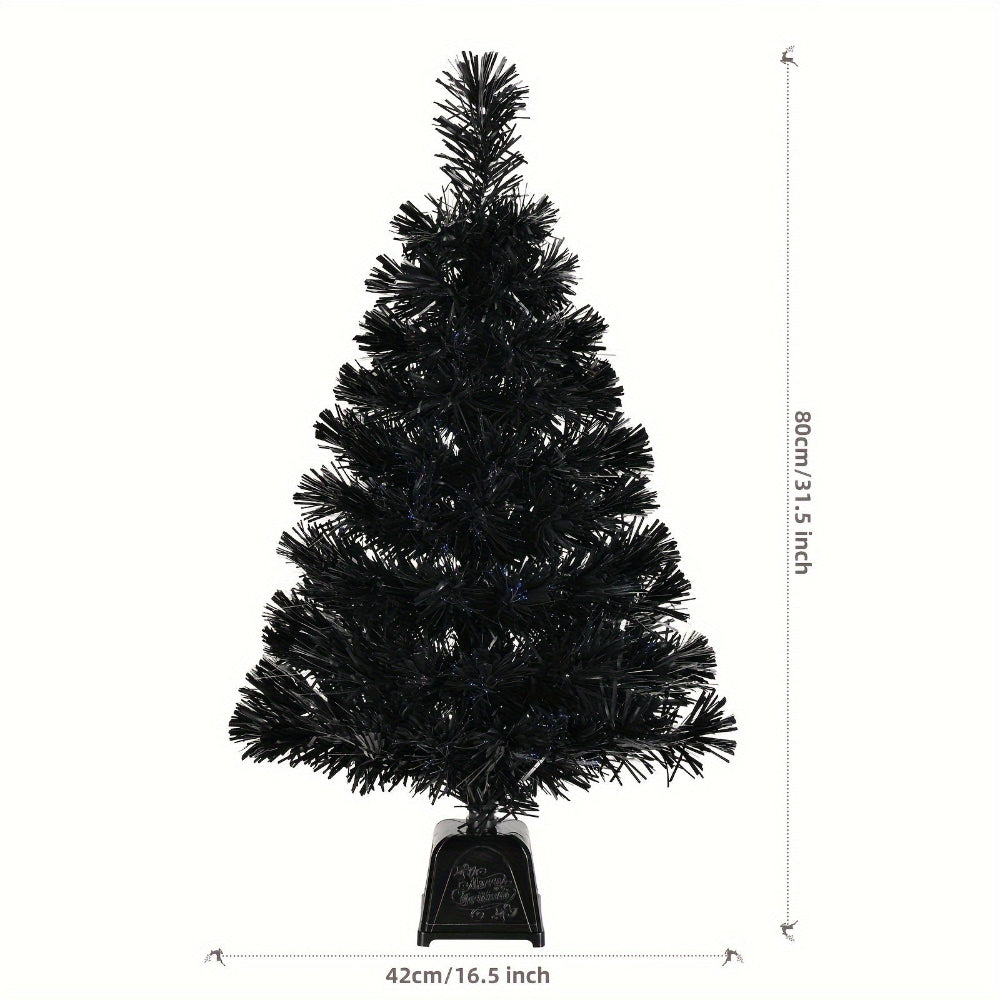 Black Christmas Tree Fiber Optic LED Lights Mini Decoration
