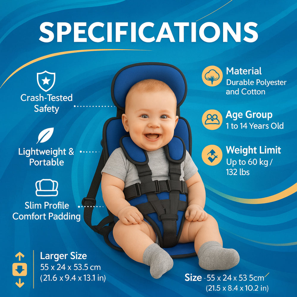 Bezpečný cestovní podsedák pro děti s 5 bodovým bezpečnostním pásem