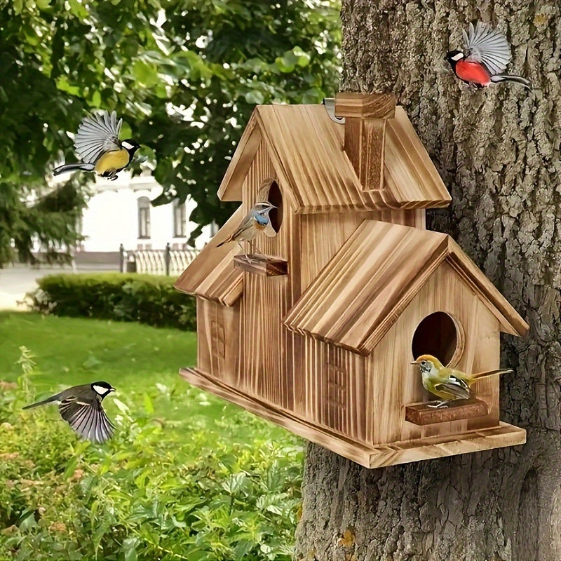Bird House Wooden Multi Nesting Outdoor Feeder