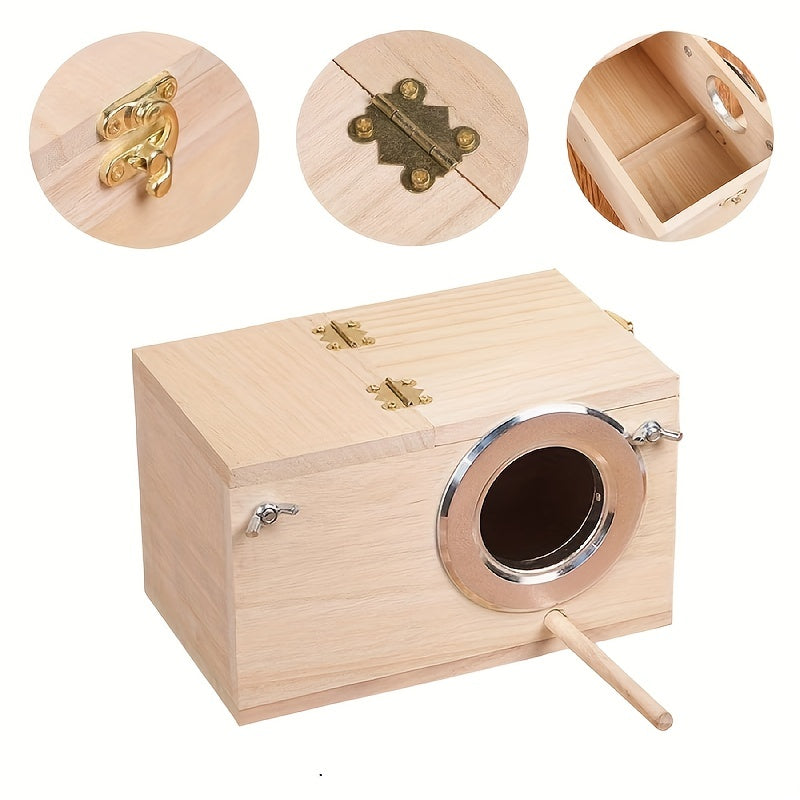 Bird Box Wooden Breeding Nest Cage Accessory
