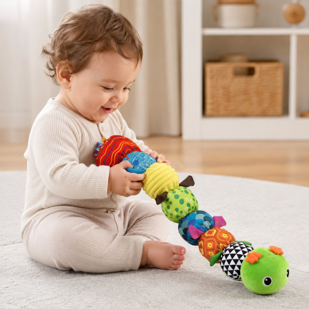 Juguete de oruga musical de peluche sensorial para bebés