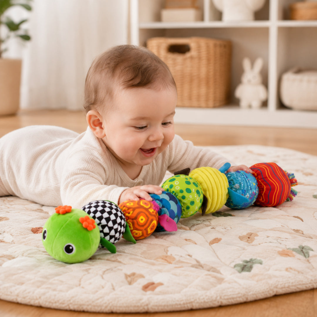 Juguete de oruga musical de peluche sensorial para bebés