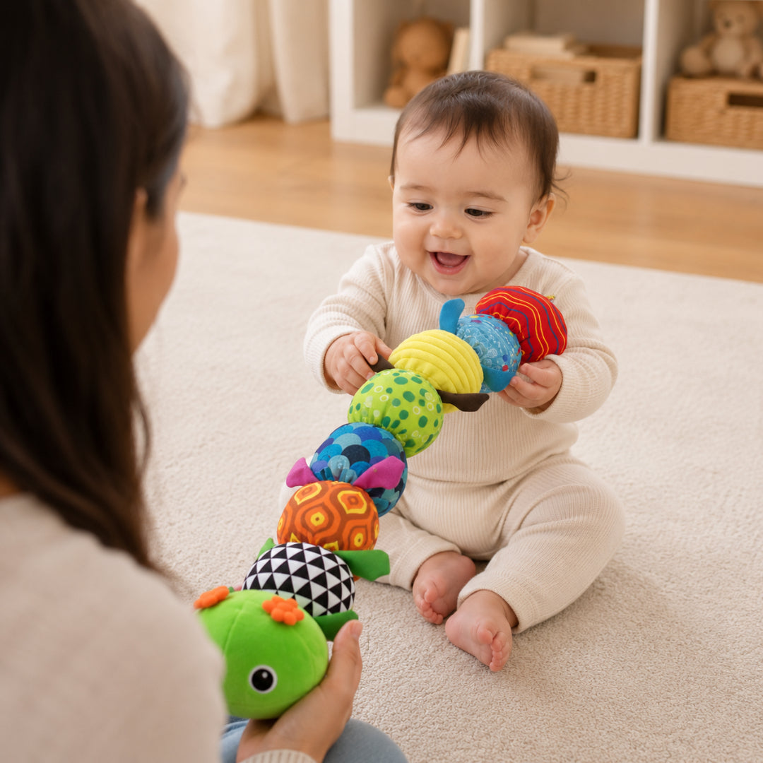 Juguete de oruga musical de peluche sensorial para bebés