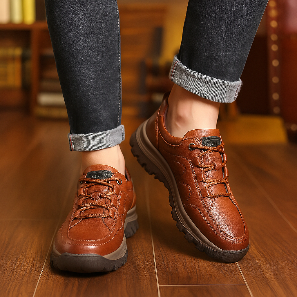 Scarpe da passeggio in pelle con supporto per l'arco plantare per uomo